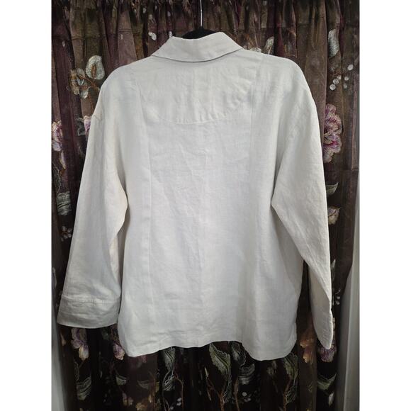 Parachute 100% Linen Button Down Shirt Top Beig Oversized Long Sleeve Size Small - Picture 11 of 12